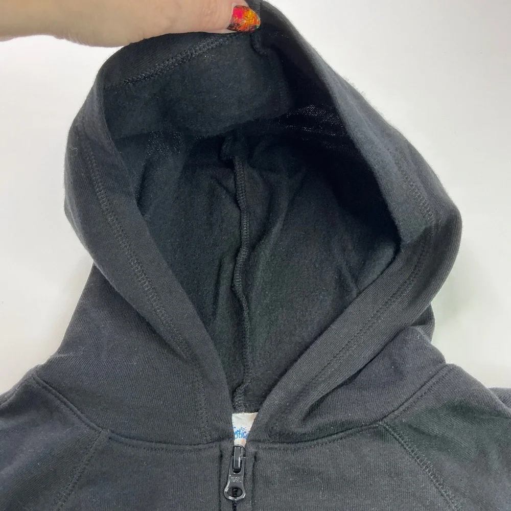 Justice Black Rainbow Logo Zip Up Hoodie Kids Size 6/7 Colorblock Varsity